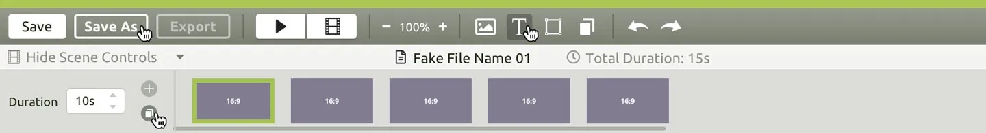 The new Toolbar with Scene Contols showing