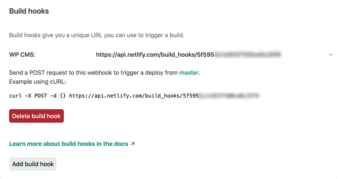 build hook in netlify