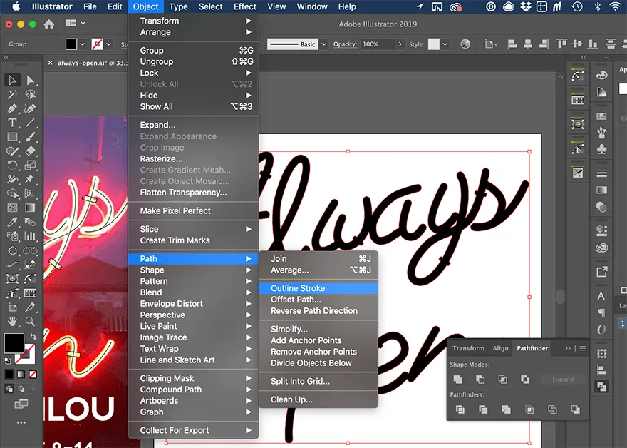 Outline Stroke in Illustrator